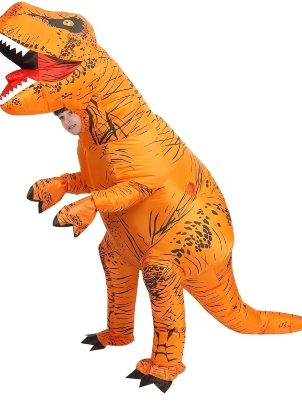 Kids Inflatable T-Rex Costume Orange & Black Halloween Costume